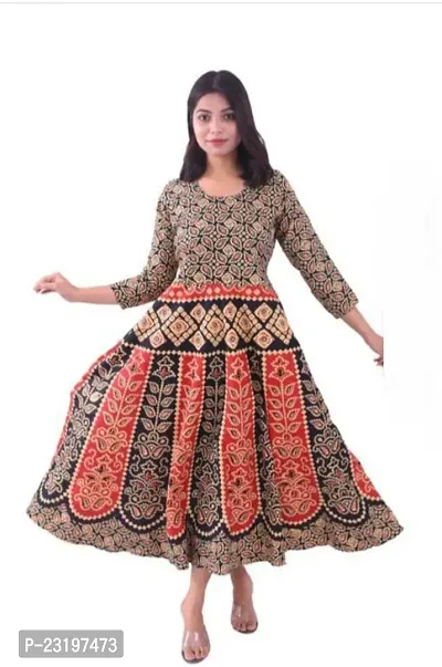 Stylish Cotton Multicoloured Printed Sleeveless Dress For Women