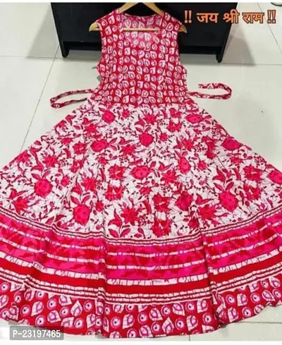 Stylish Cotton Pink Printed Sleeveless Dress For Women-thumb0