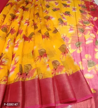 Beautiful Cotton Silk Printed Saree with Blouse piece-thumb0