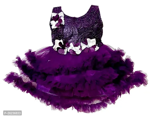 Stylish Net Purple Embellished Frocks For Girls-thumb0