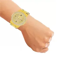 Golden Stone Studded Sekou Wrist Watch For Men  Women Analog Watches-thumb1