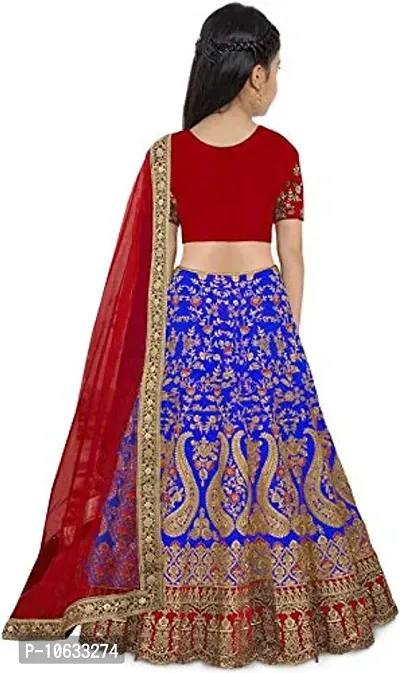 krishnav enterprise lehenga choli for girls (13-14 Years, blue)-thumb2