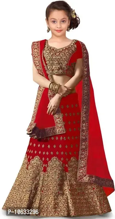 Red Silk Embroidered Lehenga Cholis-thumb0