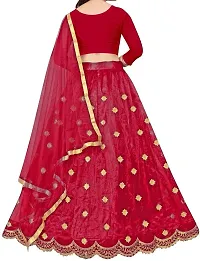 krishnav enterprise tafeta silk lehenga choli (4-5 Years, red)-thumb1