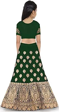 KRISHNAV ENTERPRISE KIDS TAFETA SILK LEHENGA CHOLI (4-5 Years, Green)-thumb1