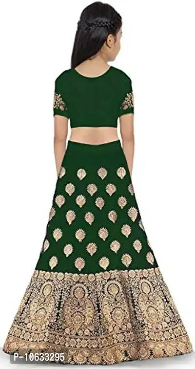 KRISHNAV ENTERPRISE KIDS TAFETA SILK LEHENGA CHOLI (4-5 Years, Green)-thumb2