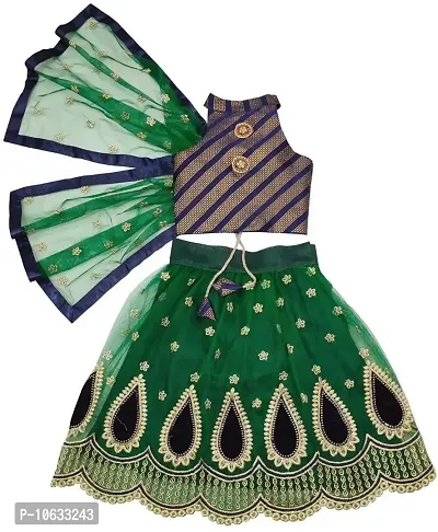 KRISHNAV ENTERPRISE GIRLS READYMADE LEHENGA CHOLI (3-4 Years, Green)