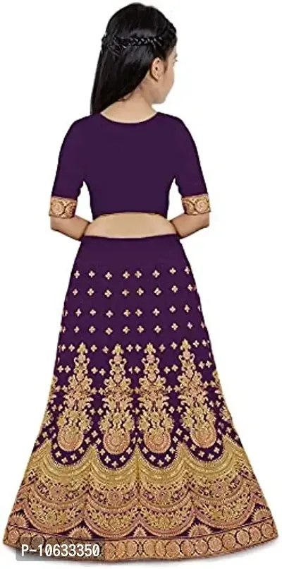 krishnav enterprise lehenga choli and duppta set for girls 4-15 (14-15 Years, purple)-thumb2