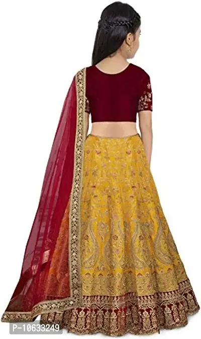 Yellow Cotton Embroidered Lehenga Cholis-thumb2