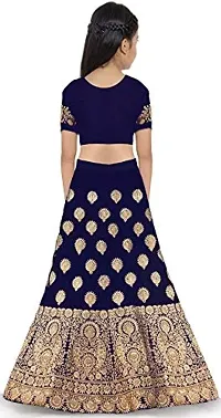 KRISHNAV ENTERPRISE KIDS TAFETA SILK LEHENGA CHOLI (14-15 Years, Blue)-thumb1