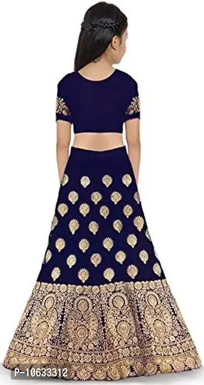 KRISHNAV ENTERPRISE KIDS TAFETA SILK LEHENGA CHOLI (14-15 Years, Blue)-thumb2