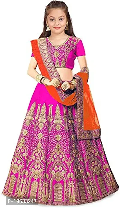 krishnav enterprise lehenga choli and duppta set (10-11 Years, pink)-thumb0