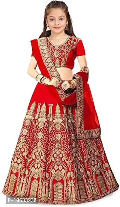 krishnav enterprise lehenga choli and duppta set (9-10 Years, red)