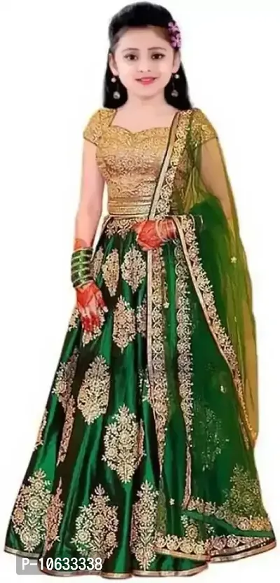 Green Silk Embroidered Lehenga Cholis-thumb0