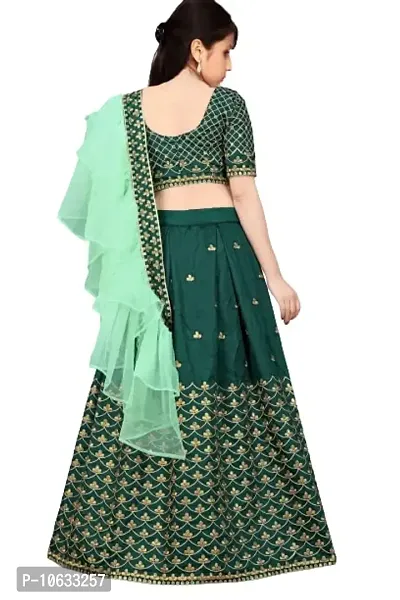 krishnav enterprise lehenga choli & duppata set (10-11 Years, green)-thumb2