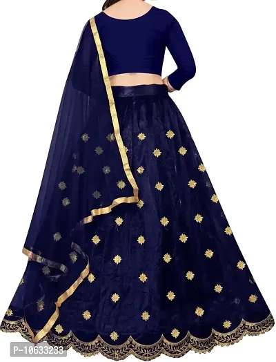 Blue Silk Blend Embroidered Lehenga Cholis-thumb2