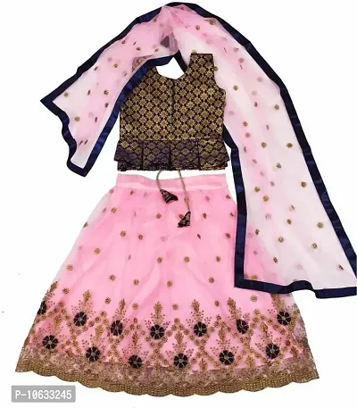 KRISHNAV ENTERPRISE KIDS LEHENGA CHOLI (7-8 Years, Pink)-thumb0