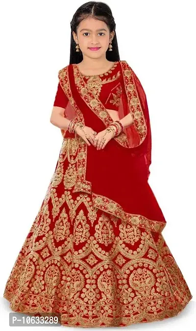 krishnav enterprise semi stitched lehenga choli (4-5 Years, red)-thumb0