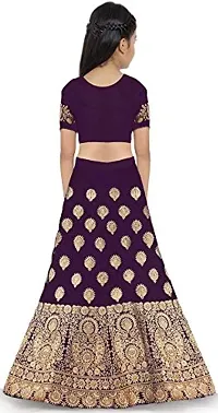 KRISHNAV ENTERPRISE KIDS TAFETA SILK LEHENGA CHOLI (13-14 Years, Purple)-thumb1