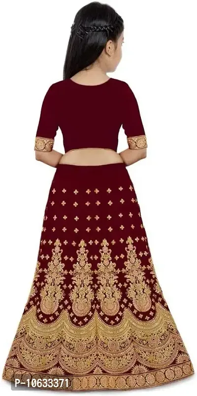 krishnav enterprise lehenga choli and duppta set for girls 4-15 (11-12 Years, maroon)-thumb2