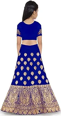 KRISHNAV ENTERPRISE KIDS TAFETA SILK LEHENGA CHOLI (4-5 Years, Light blue)-thumb1