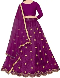 krishnav enterprise tafeta silk lehenga choli (5-6 Years, purple)-thumb1