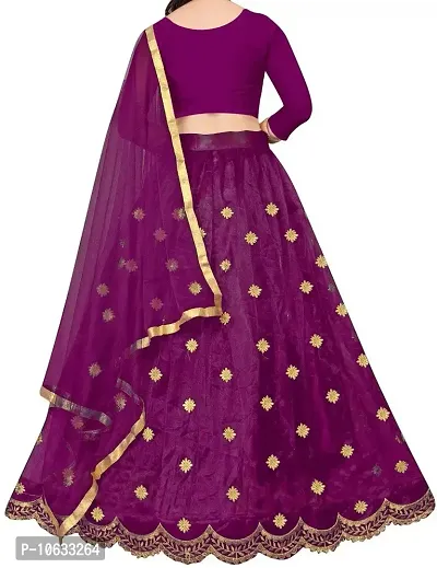 krishnav enterprise tafeta silk lehenga choli (5-6 Years, purple)-thumb2