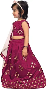 krishnav enterprise kids tafeta silk lehenga choli (4-5 Years, purple)-thumb2