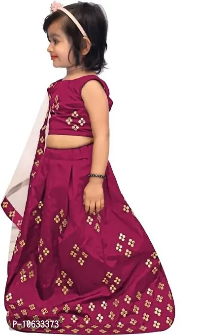 krishnav enterprise kids tafeta silk lehenga choli (4-5 Years, purple)-thumb3