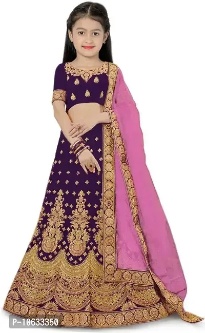 krishnav enterprise lehenga choli and duppta set for girls 4-15 (14-15 Years, purple)-thumb0