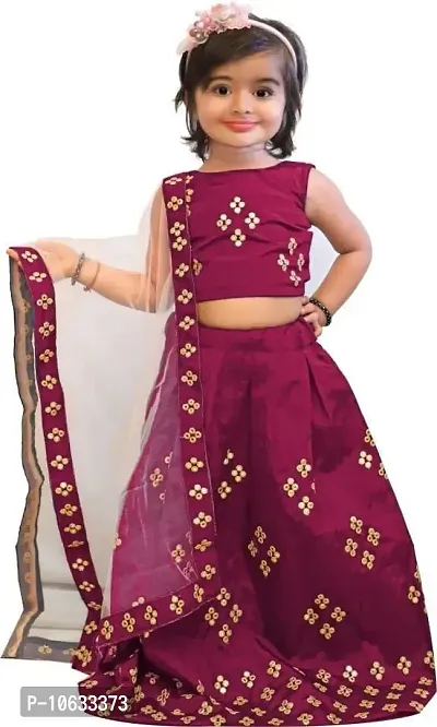 krishnav enterprise kids tafeta silk lehenga choli (4-5 Years, purple)