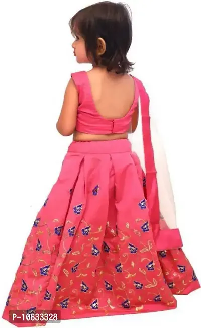 KRISHNAV ENTERPRISE Taffeta Silk Readymade Lehenga Choli for Girl's (Pink, 4-5 Years)-thumb3