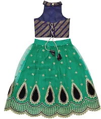 KRISHNAV ENTERPRISE GIRLS READYMADE LEHENGA CHOLI (8-9 Years, Rama)-thumb1