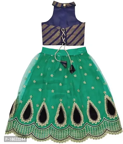 KRISHNAV ENTERPRISE GIRLS READYMADE LEHENGA CHOLI (8-9 Years, Rama)-thumb2