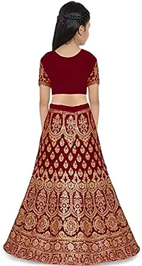 KRISHNAV ENTERPRISE Taffeta Silk Semi-Stitched Lehenga Choli for Girls-thumb1