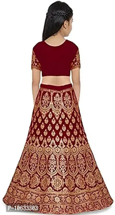 KRISHNAV ENTERPRISE Taffeta Silk Semi-Stitched Lehenga Choli for Girls-thumb2