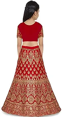 Taffeta Silk Semi Stitched Lehenga Choli For Girls-thumb1