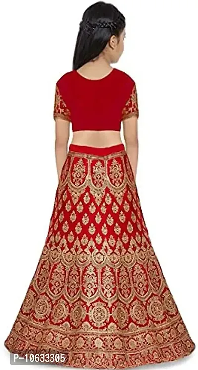 Taffeta Silk Semi Stitched Lehenga Choli For Girls-thumb2