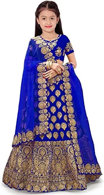 KRISHNAV ENTERPRISE KIDS TAFETA SILK LEHENGA CHOLI