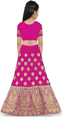 KRISHNAV ENTERPRISE KIDS TAFETA SILK LEHENGA CHOLI (10-11 Years, Pink)-thumb1