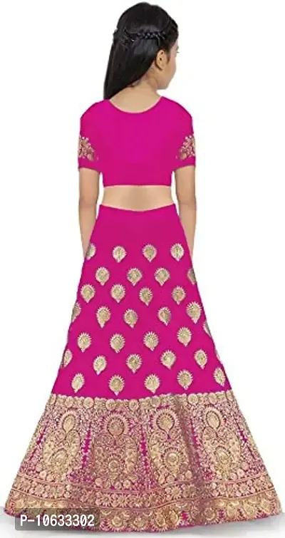 KRISHNAV ENTERPRISE KIDS TAFETA SILK LEHENGA CHOLI (10-11 Years, Pink)-thumb2