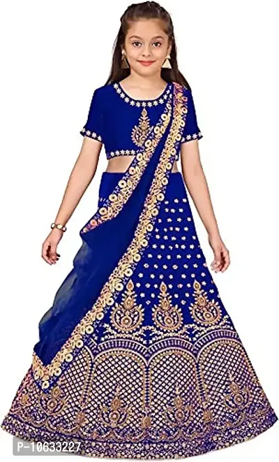 krishnav enterprise semi stitched lehenga choli 4-15 (12-13 Years, blue)