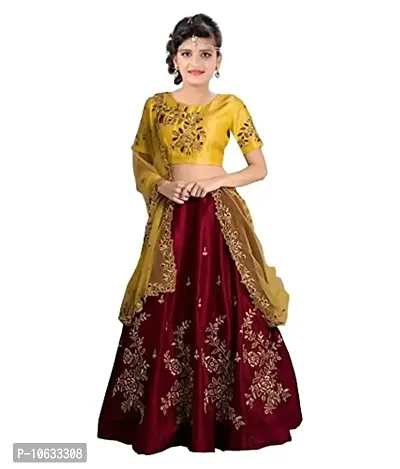 krishnav enterprise tapfeta silk lehenga choli (11-12 Years)-thumb0