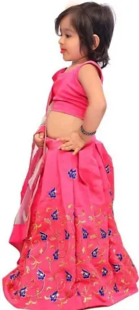 KRISHNAV ENTERPRISE Taffeta Silk Readymade Lehenga Choli for Girl's (Pink, 4-5 Years)-thumb1