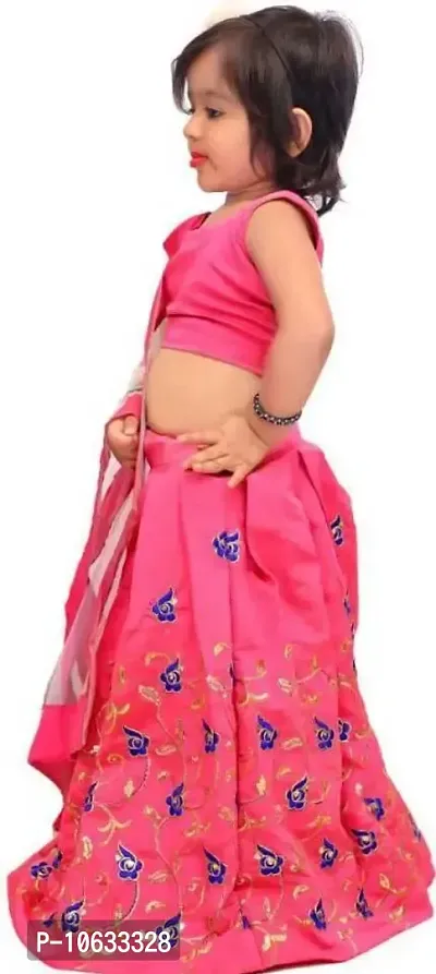 KRISHNAV ENTERPRISE Taffeta Silk Readymade Lehenga Choli for Girl's (Pink, 4-5 Years)-thumb2