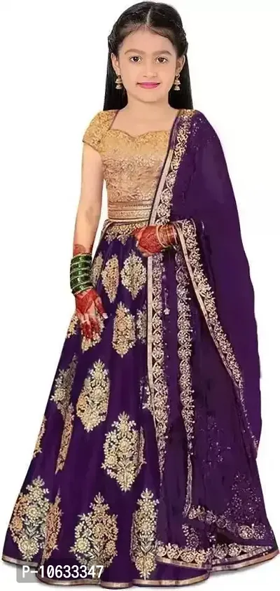 krishnav enterprise semi stitched kids lehenga choli 4-15 (13-14 Years, purple)