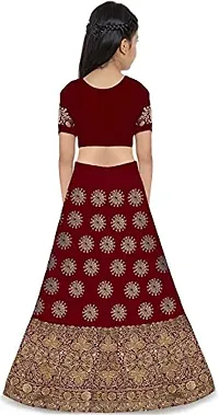 KRISHNAV ENTERPRISE KIDS TAFETA SILK LEHENGA CHOLI (13-14 Years, Maroon)-thumb1