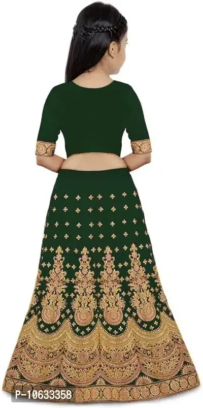 krishnav enterprise lehenga choli and duppta set for girls 4-15 (5-6 Years, green)-thumb2