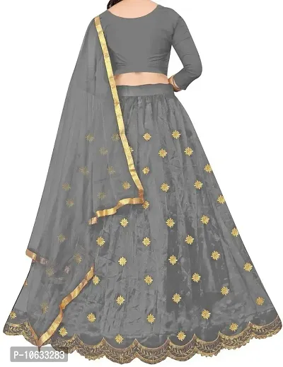 krishnav enterprise tafeta silk lehenga choli (14-15 Years, grey)-thumb2