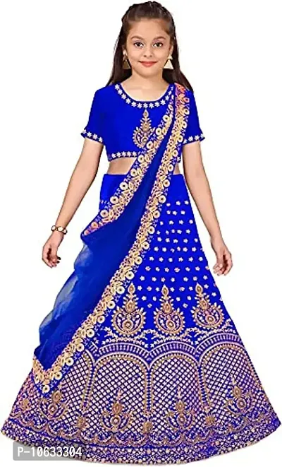 krishnav enterprise semi stitched lehenga choli 4-15 (6-7 Years, light blue)-thumb0